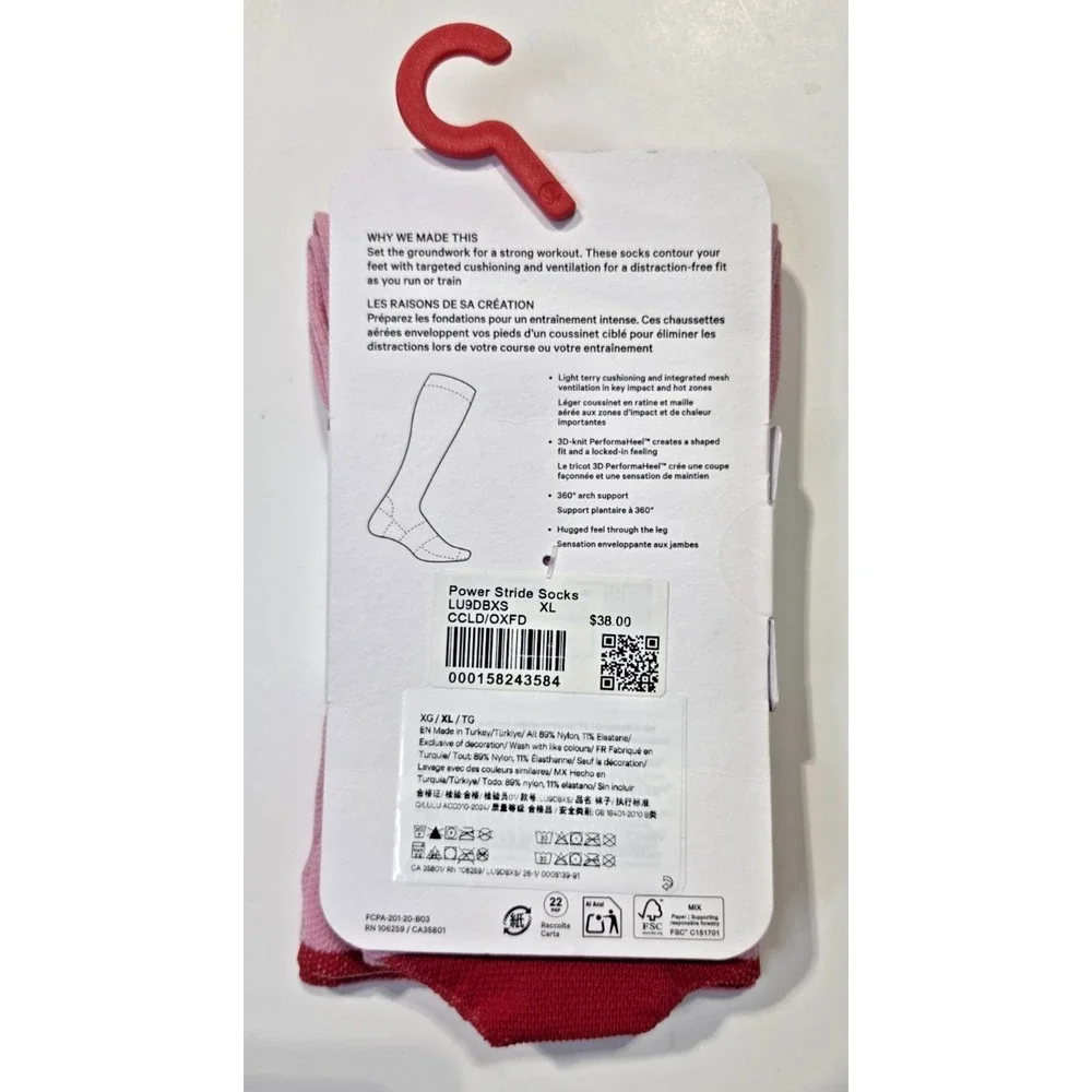 Lululemon Power Stride Knee High Socks XL Pink Red 1 Pair NWT Unisex Athletic